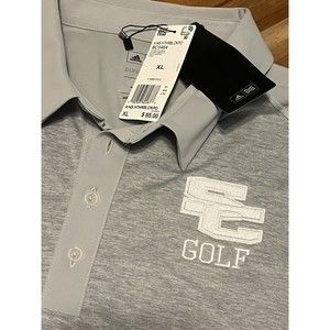 NEW Adidas Golf Polo XL Heather Block SC Golf‎ Embroidered Puremotion